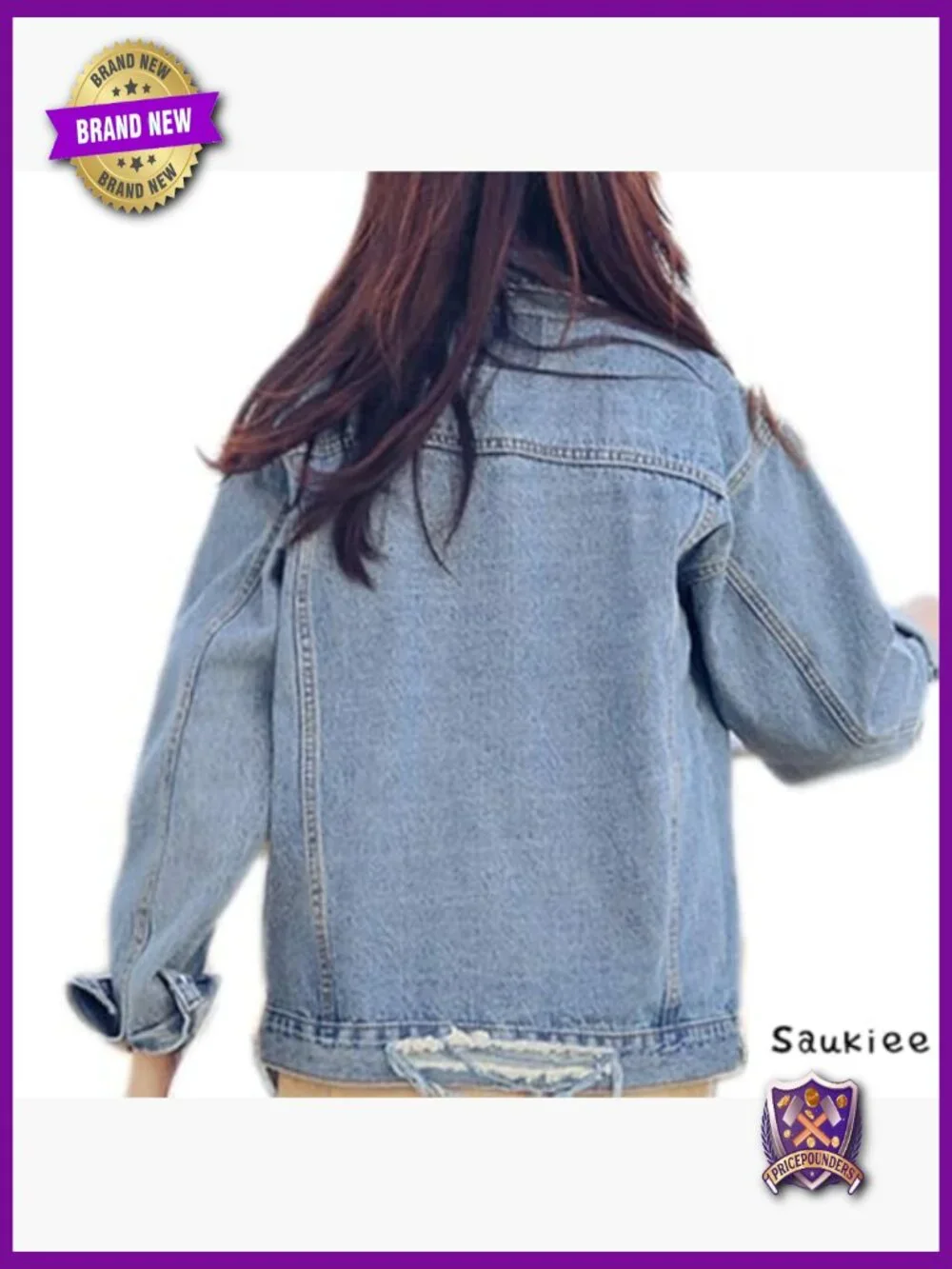 Oversized Distressed Denim Jacket Boyfriend Trucker Jean Coat